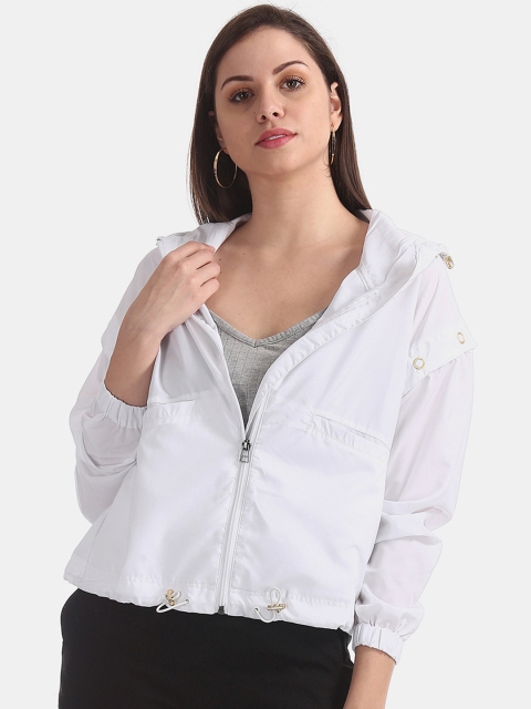 

Sugr Women White Solid Hooded Detachable Sleeve Hooded Active Sweatshirt