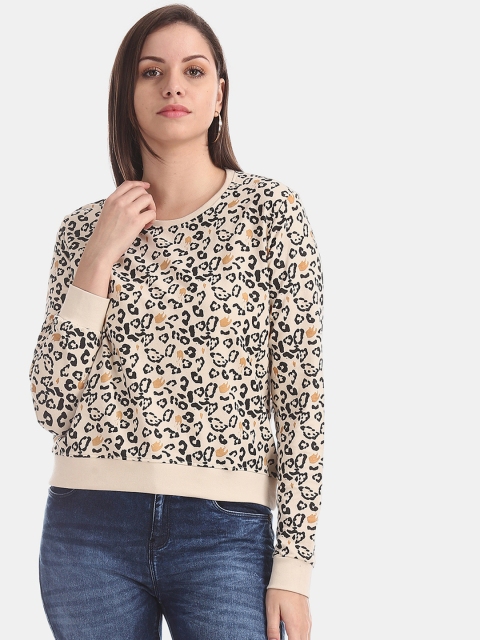 

Sugr Women Beige Leopard Print Sweatshirt