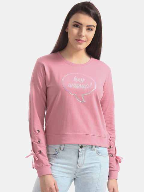 

Sugr Women Pink Printed Sweatshirt