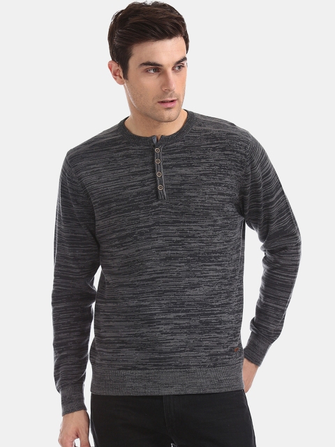 

Cherokee Men Grey & Black Printed Pullover Sweater