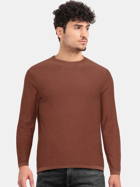 

Cherokee Men Brown Solid Pullover Sweater