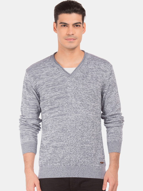 

Cherokee Men Grey Solid Pullover Sweater