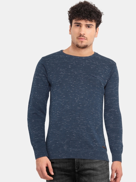 

Cherokee Men Blue Self Design Pullover Sweater