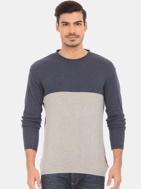 

Cherokee Men Blue Colourblocked Pullover Sweater
