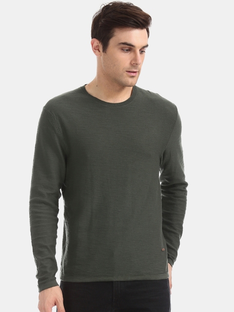 

Cherokee Men Black Self Design Pullover Sweater