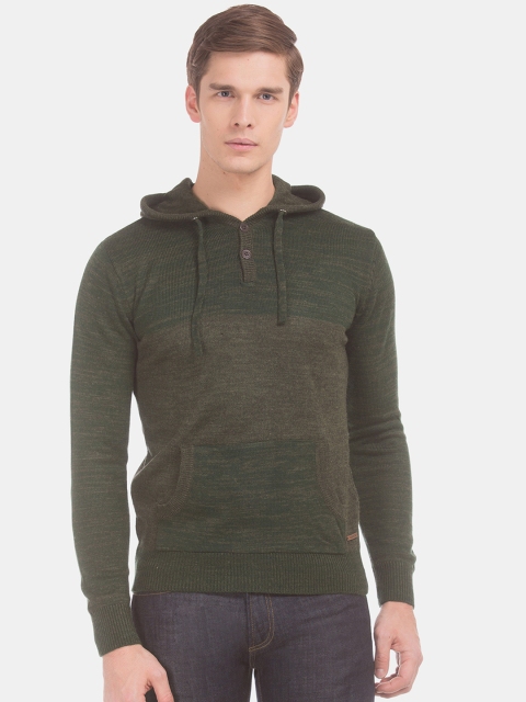 

Cherokee Men Green Colourblocked Pullover Sweater