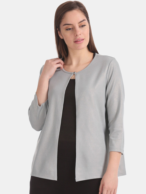 

Cherokee Women Silver-Toned Solid Open Front Shrug