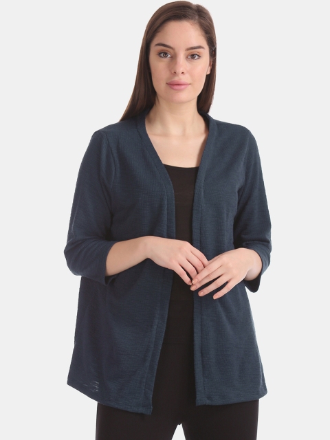 

Cherokee Women Navy Blue Solid Open Front Shrug