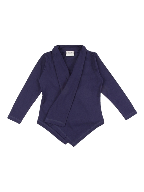 

Cherokee Girls Navy Blue Solid Open Front Shrug