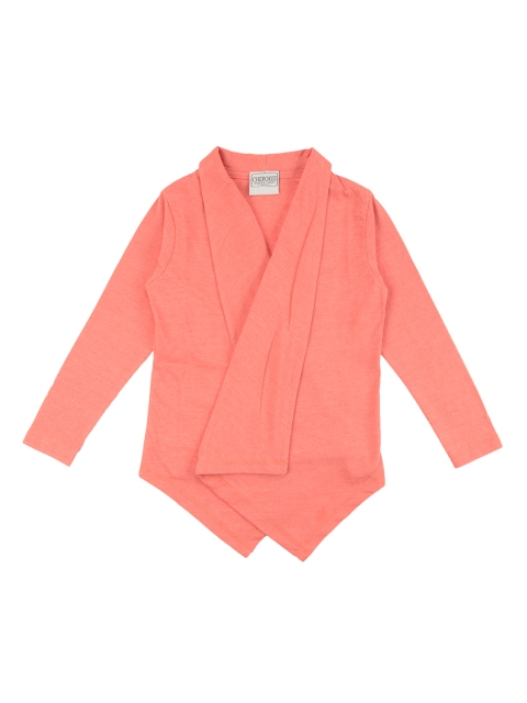 

Cherokee Girls Peach-Coloured Solid Open Front Shrug