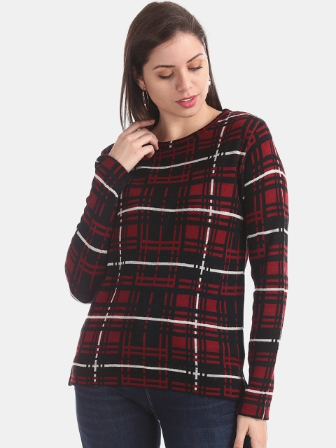 

Sugr Women Red Checked Pullover Sweater