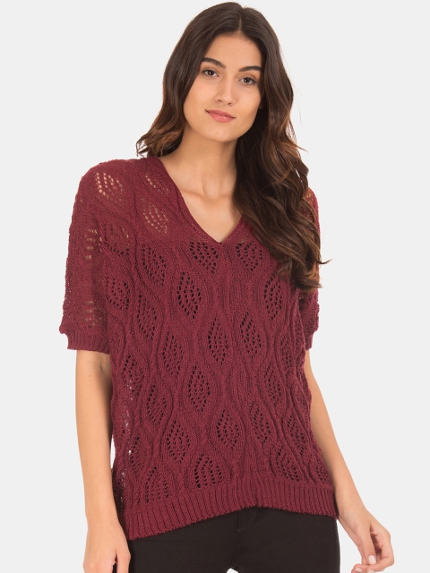 

Sugr Women Brown Self Design Pullover Sweater