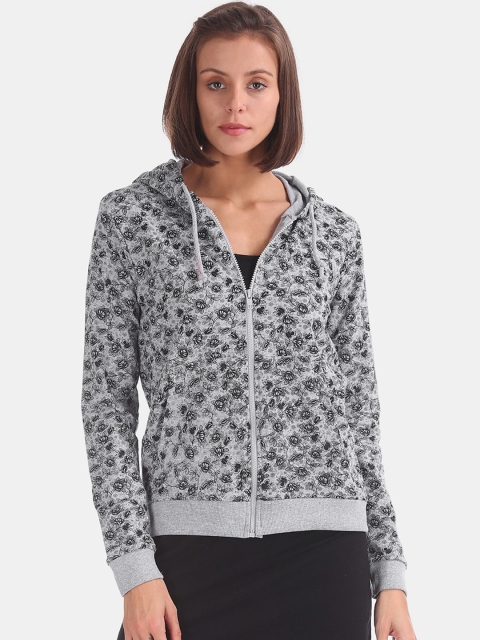 

Cherokee Women Grey Printed Hooded Sweatshirt