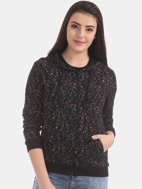 

Cherokee Women Black Printed Hooded Sweatshirt