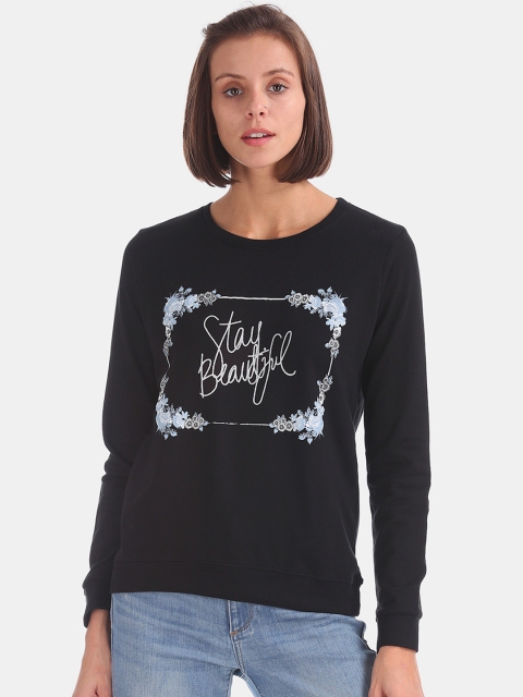 

Cherokee Women Black Printed Sweatshirt