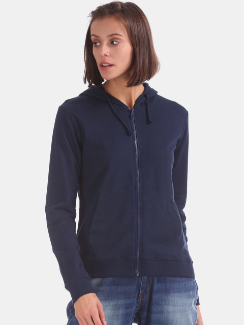 

Cherokee Women Blue Solid Hooded Sweatshirt