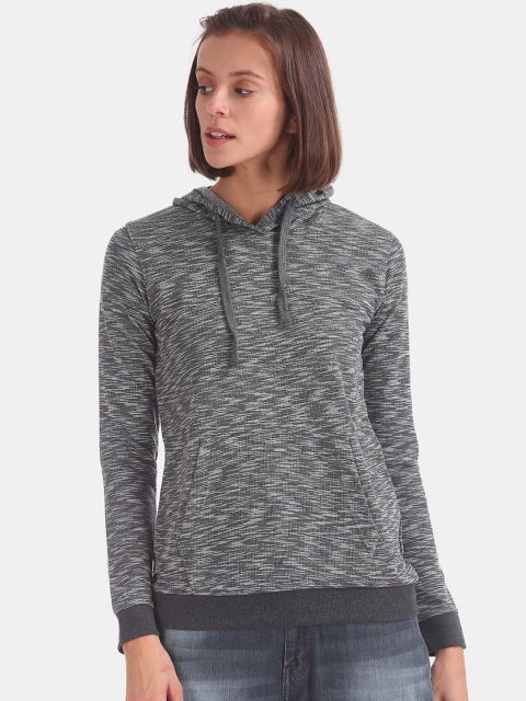 

Cherokee Women Grey Printed Hooded Sweatshirt
