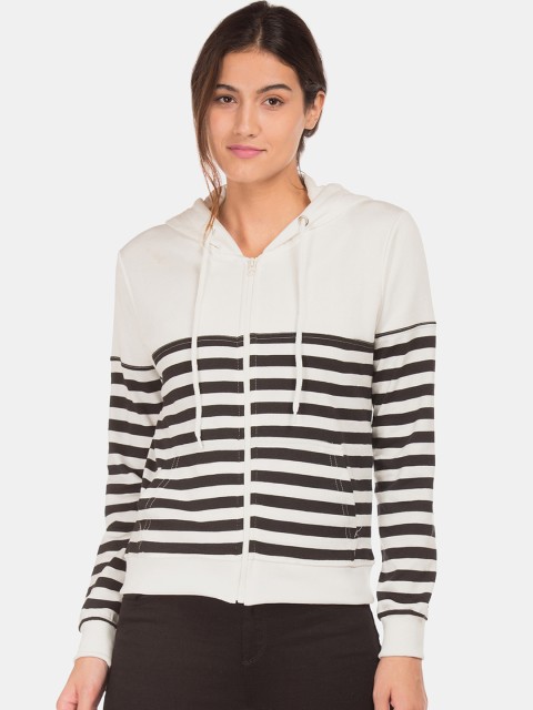 

Cherokee Women Off-White & Brown Striped Hooded Sweatshirt