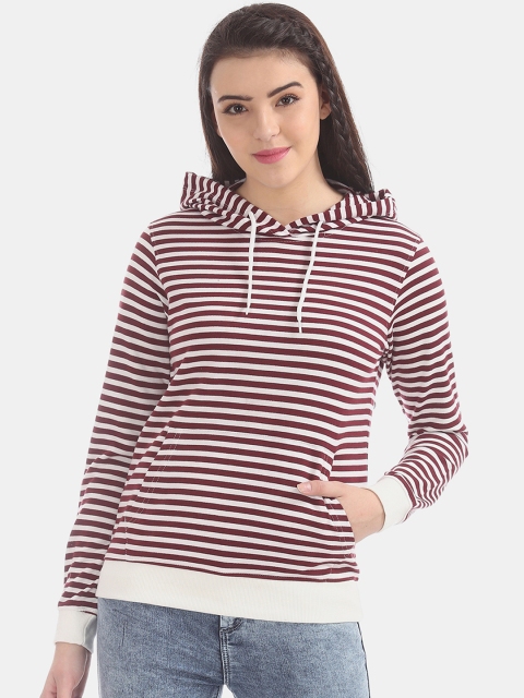 

Cherokee Women Red & White Striped Hooded Sweatshirt