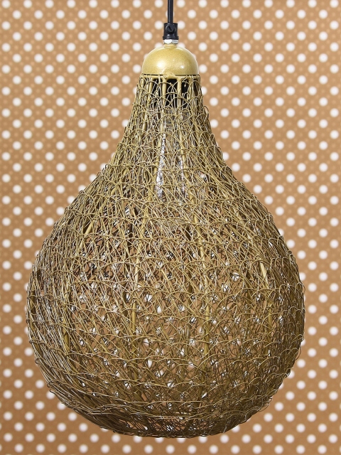 

eCraftIndia Gold-Toned Finish Wire Mesh Hanging Light, Brown