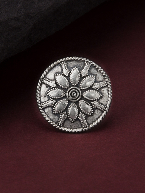 

Rubans Oxidised Silver-Plated Traditional Adjustable Statement Finger Ring