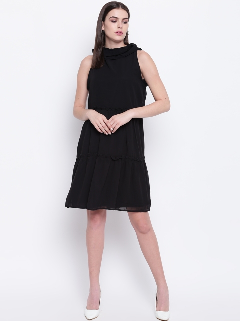 

DODO & MOA Women Black Solid Tiered A-Line Dress