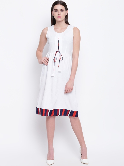 

DODO & MOA Women White Solid A-Line Dress