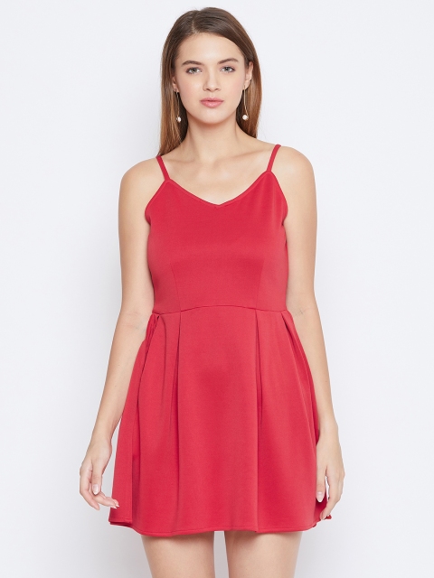 

DODO & MOA Women Red Solid A-Line Dress