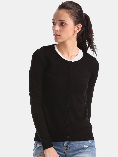 

Cherokee Women Black Solid Cardigan