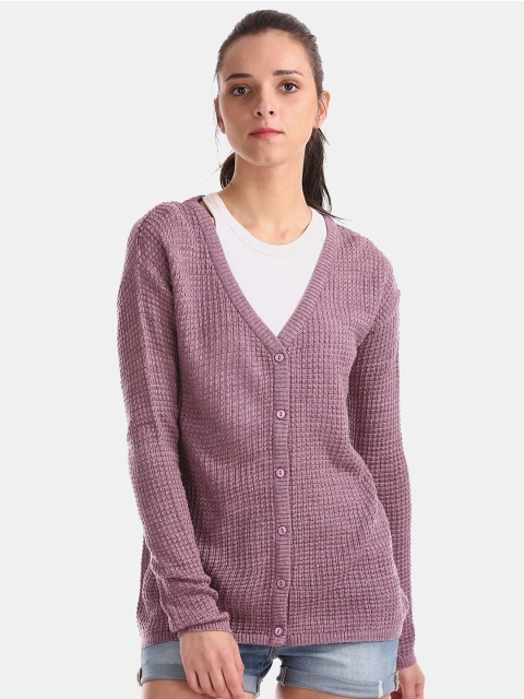 

Cherokee Women Dusty Pink Self-Design Cardigan
