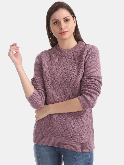 

Cherokee Women Purple Cable Knit Sweater