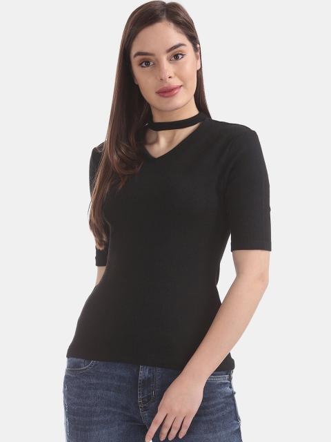 

Cherokee Women Black Solid Winter Top