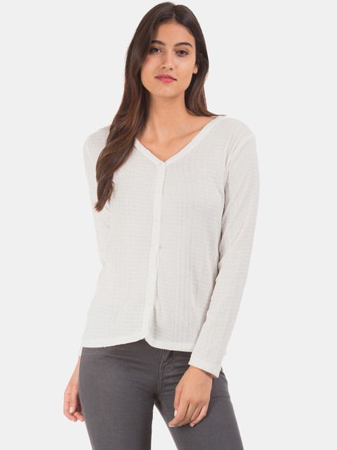 

Cherokee Women White Self Design Cardigan