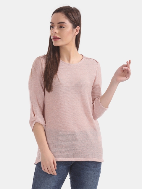 

Cherokee Women Pink Solid Winter Top