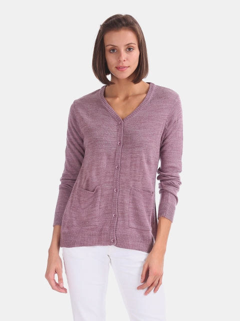 

Cherokee Women Pink Solid Cardigan