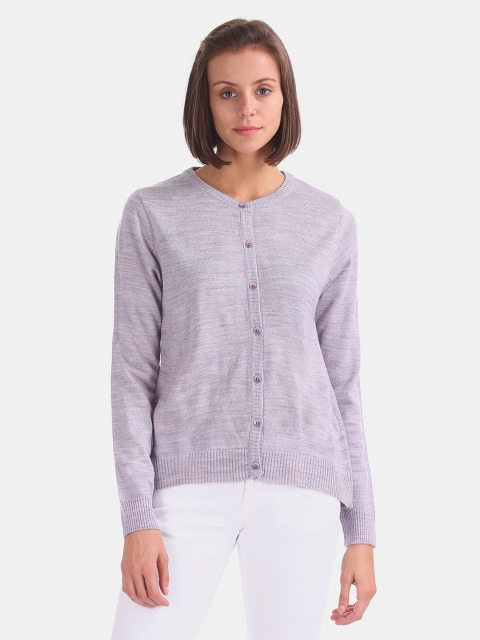 

Cherokee Women Lavender Self Design Cardigan