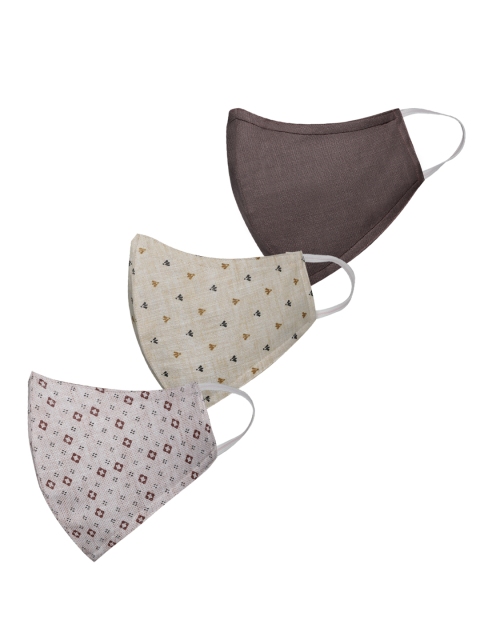 

VASTRAMAY Unisex Pack Of 3 Reusable 3-Ply Protective Anti-Pollution Outdoor Masks, Beige