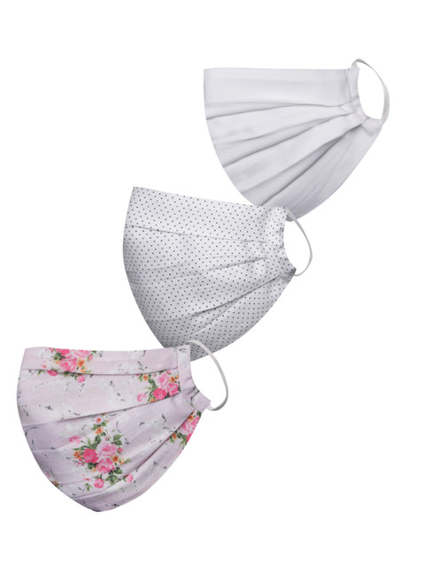 

VASTRAMAY Unisex Set of 3 Printed Reusable 2-Ply Protective Outdoor Face Masks, Pink