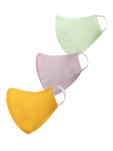 

VASTRAMAY Unisex Set of 3 Reusable 3-Ply Solid Protective Outdoor Face Masks, Green