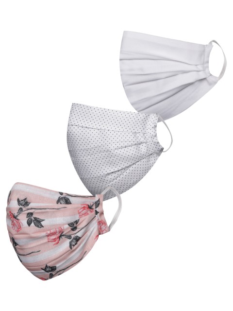 

VASTRAMAY Unisex Set of 3 Reusable 2-Ply Printed Protective Outdoor Face Masks, Pink