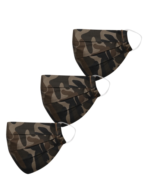 

VASTRAMAY Adults Olive Green Camouflage Print Pack of 3 Reusable 2-Layer Outdoor Masks