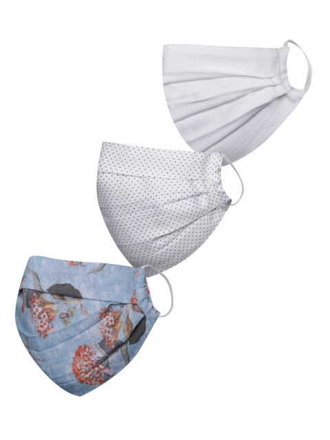 

VASTRAMAY Unisex Set of 3 Reusable 2-Ply Pleated Protective Outdoor Cloth Face Masks, White