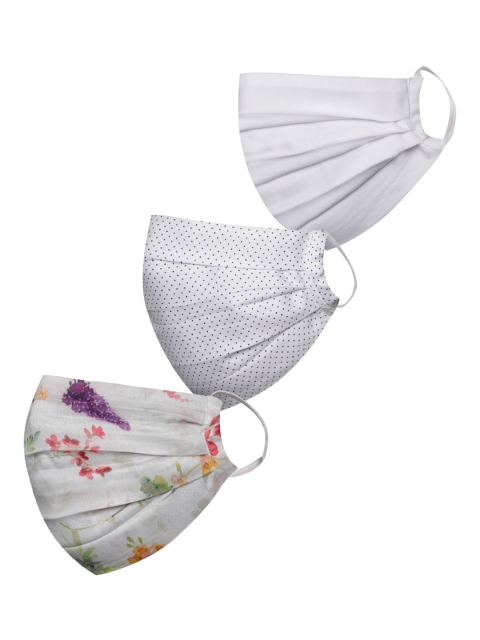 

VASTRAMAY Unisex Set of 3 Reusable 2-Ply Pleated Protective Outdoor Cloth Face Masks, White