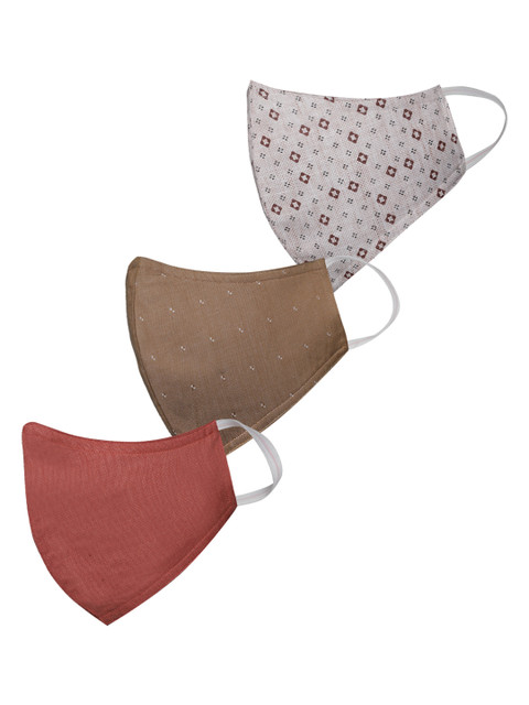

VASTRAMAY Unisex Set of 3 Reusable 3-Ply Protective Outdoor Face Masks, Beige