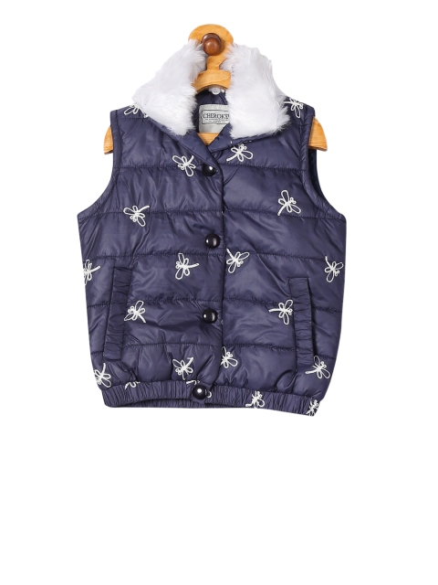 

Cherokee Girls Navy Blue Printed Puffer Jacket