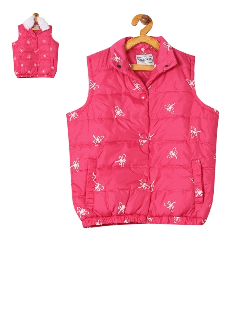 

Cherokee Girls Pink Printed Puffer Jacket