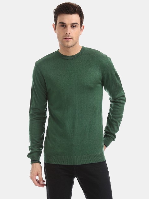

Ruggers Men Green Solid Pullover
