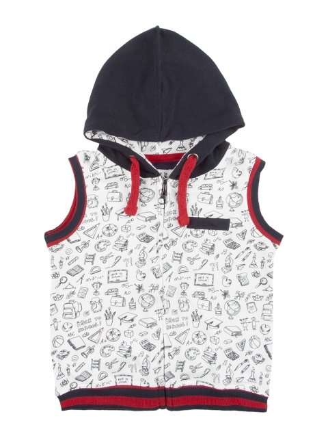 

Donuts Boys White & Black Printed Hooded Sweatshirt