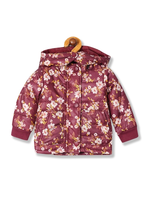 

Donuts Girls Maroon Printed Puffer Jacket