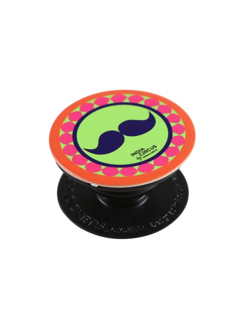 

India Circus by Krsnaa Mehta Unisex Green & Pink C'est La Vie Moustache Print PopSocket